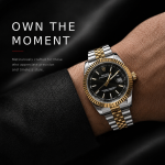 Luxury Two-Tone Black Dial Watch
